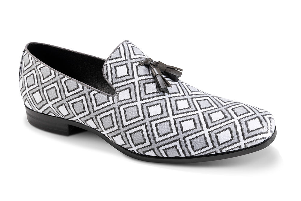 Gray Windowpane Tassel Loafer
