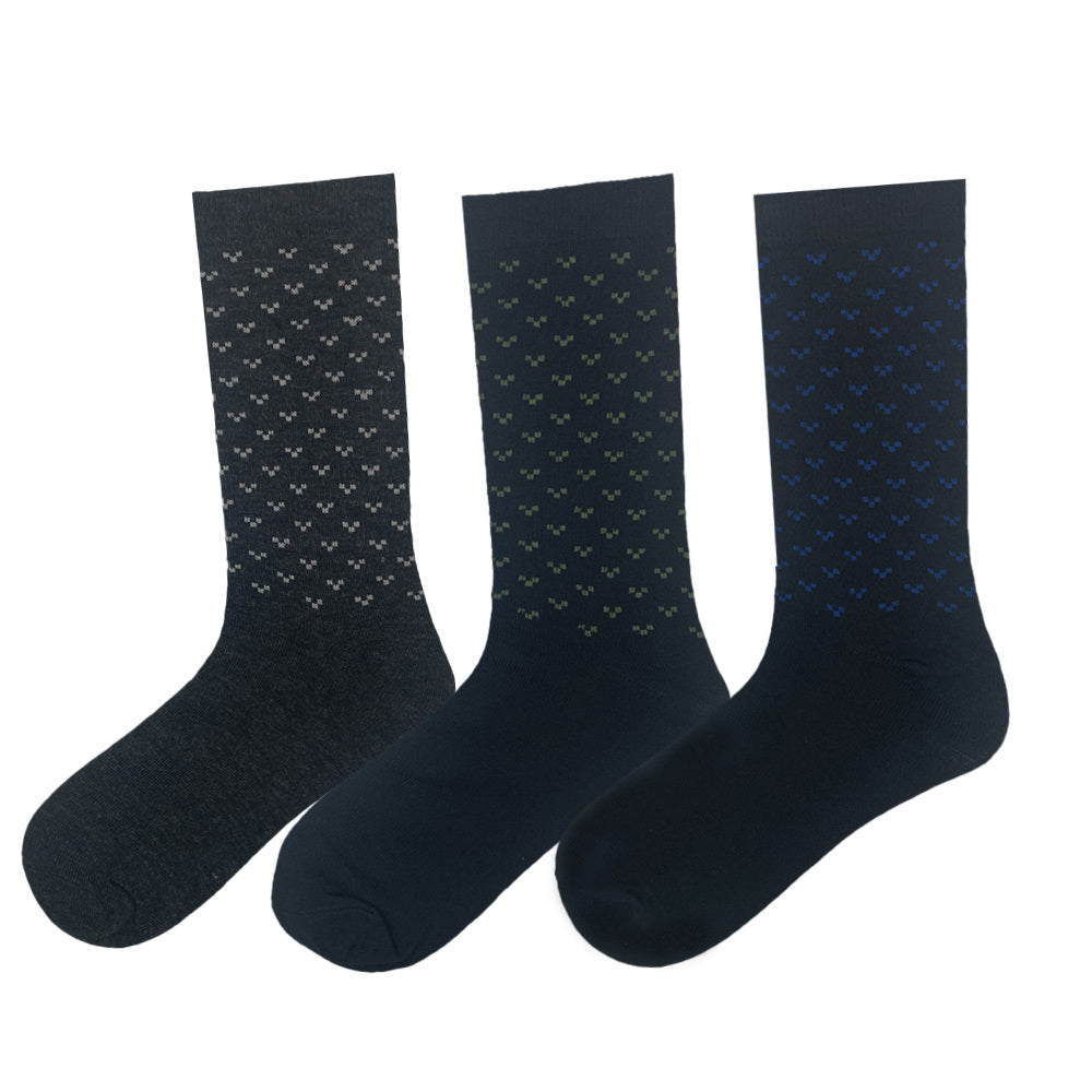 Men's 3 Pack Geometric Crew Socks - Navy/Gray