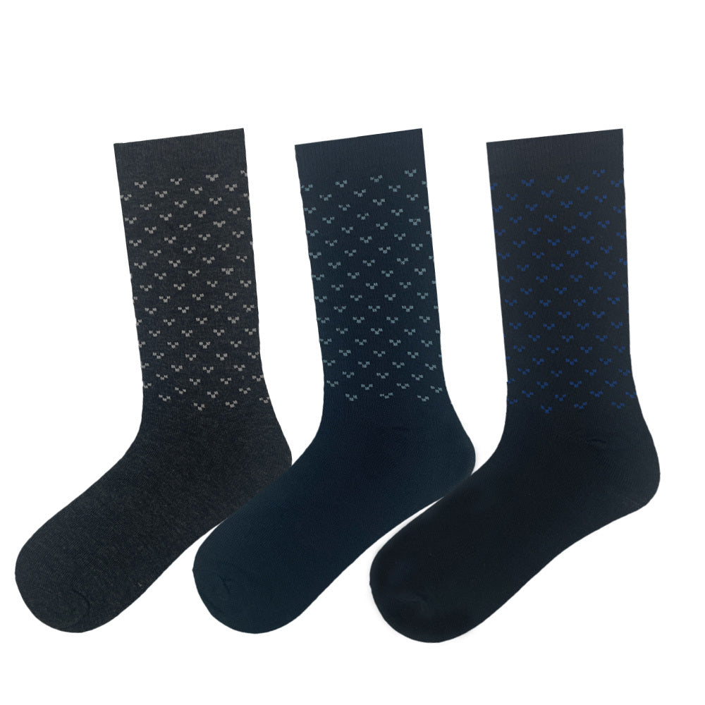 Men's 3 Pack Geometric Crew Socks - Black/Gray