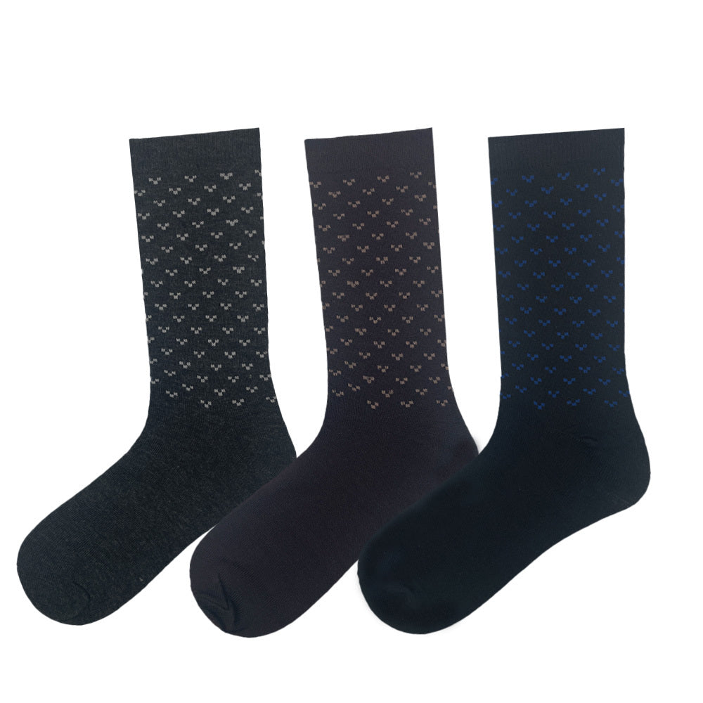 Men's 3 Pack Geometric Crew Socks - Brown/Charcoal