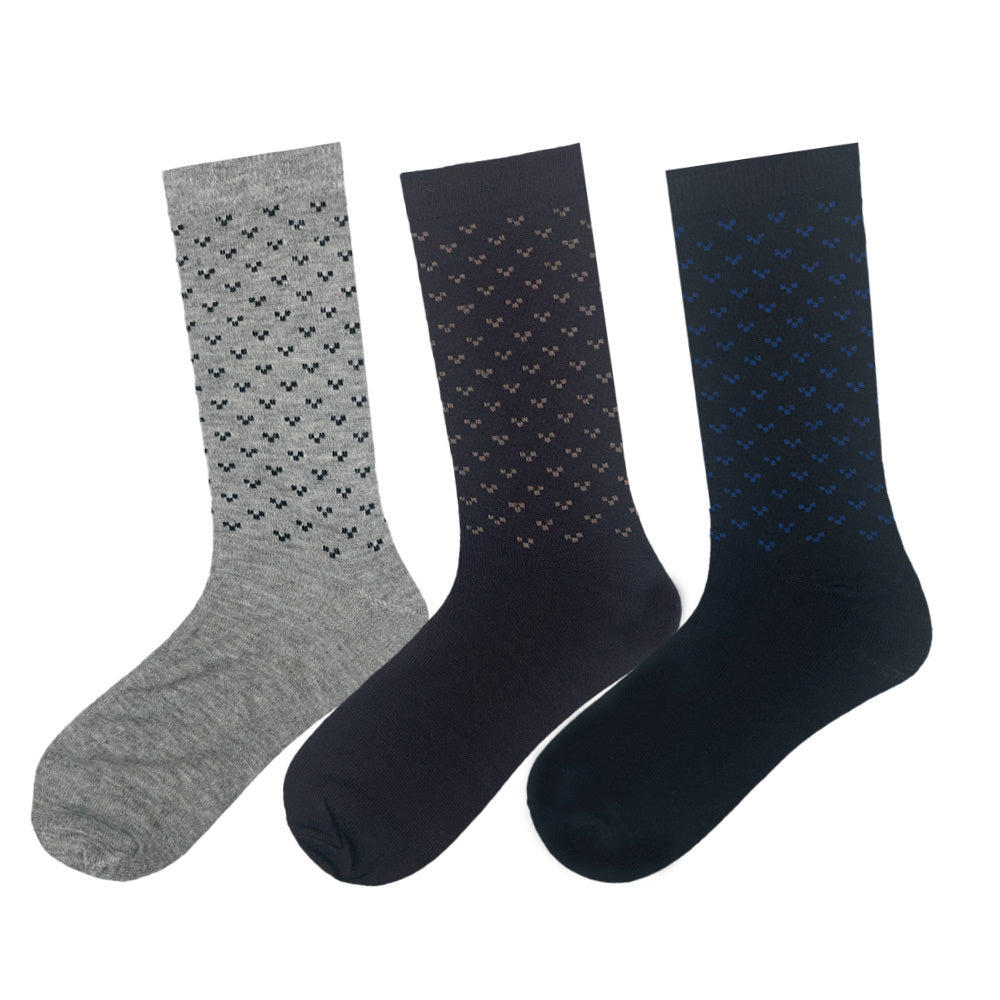 Men's 3 Pack Geometric Crew Socks - Gray/Brown