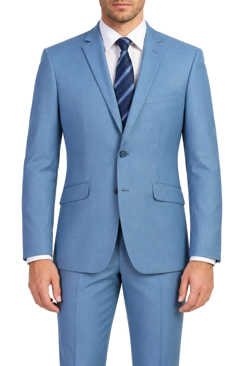 (38S, 46L, 48S) Light Blue Slim Fit 2-Piece Suit