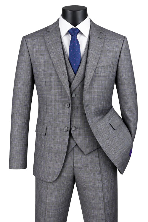 Modern Fit Glen Plaid 2-Piece Suit - Gray