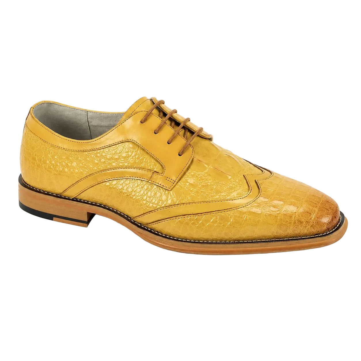 Shane Collection - Scotch Croco Print Wingtip Lace-up Dress Shoes