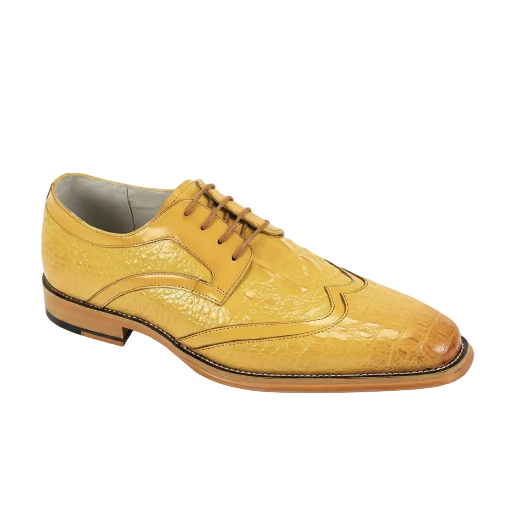 Shane Collection - Scotch Croco Print Wingtip Lace-up Dress Shoes