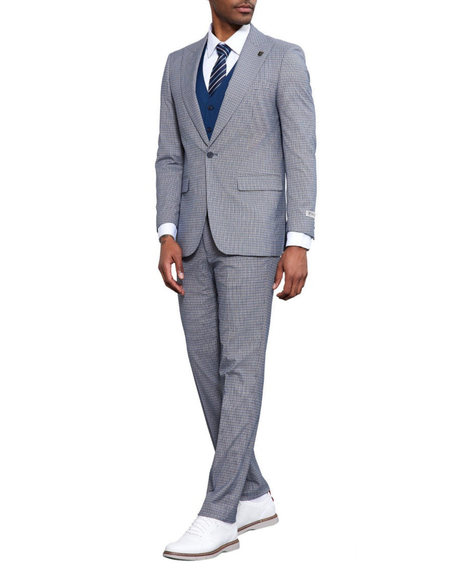 Stacy Adams Men's 3 Piece Hybrid Fit Suit - Window Plaid main image 1