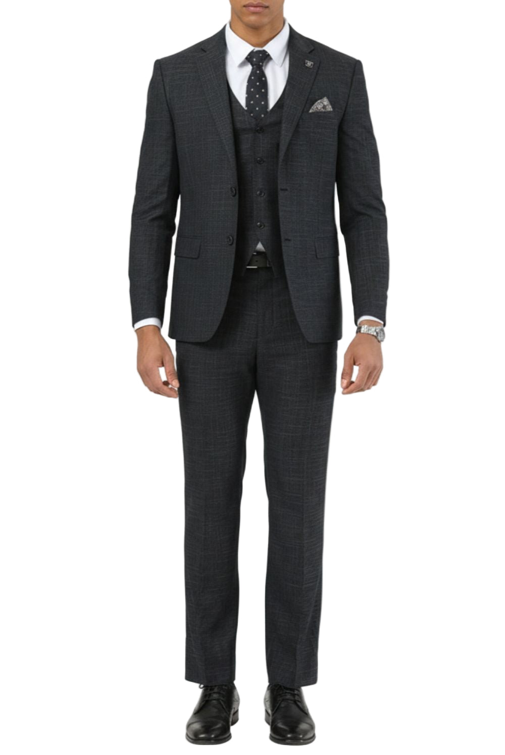 Stacy Adams - 3 Piece Hybrid Fit Notch Lapel Suit in Black