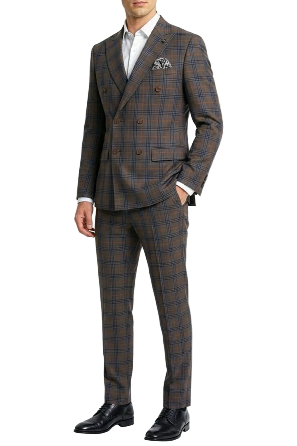 Plaid suit with a white shirt on a white background