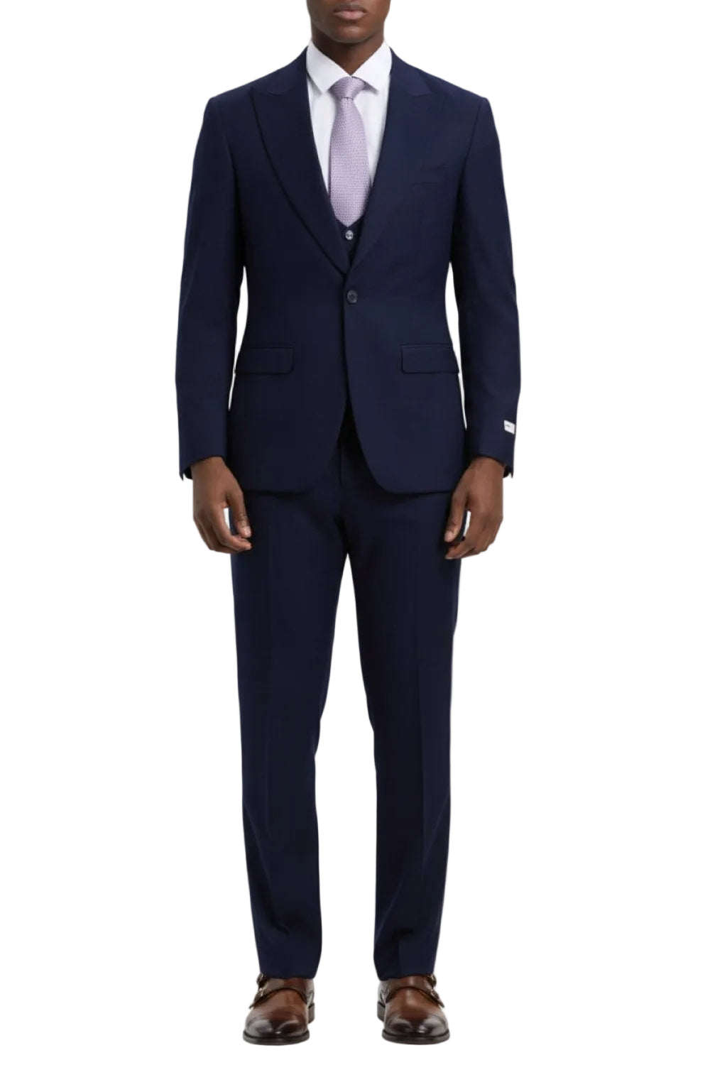 Stacy Adams - Navy 3 Piece Hybrid Fit Suit With Expandable Waist Band