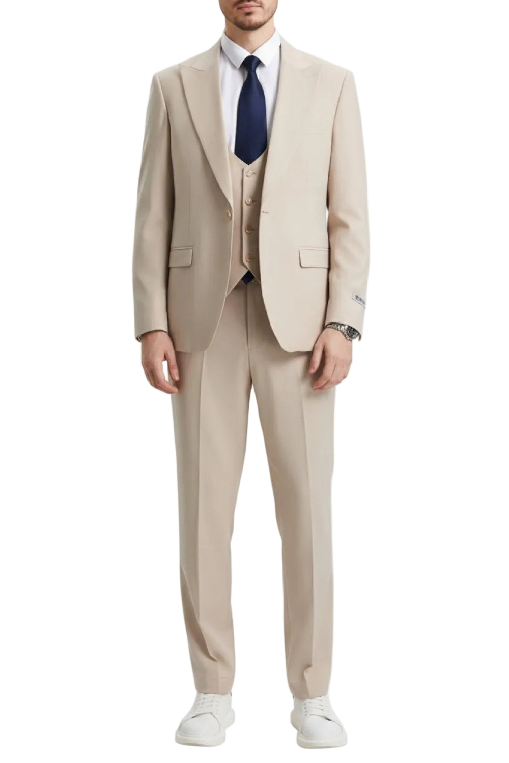 Stacy Adams - Tan 3 Piece Hybrid Fit Suit With Expandable Waist Band
