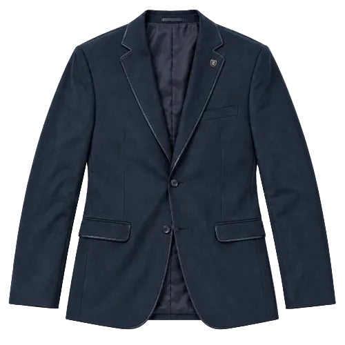 Stacy Adams - Navy Hybrid Fit Blazer with Crocodile-Textured Elbow Patches