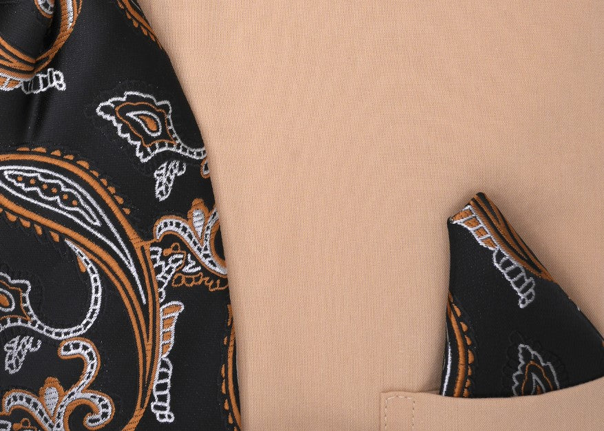 swatch Beige Dress Shirt Set with Tie and Handkerchief