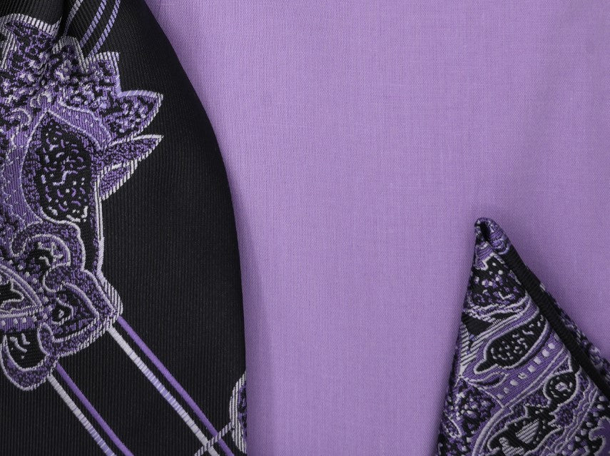 swatch Lavender Dress Shirt Set with Tie and Handkerchief
