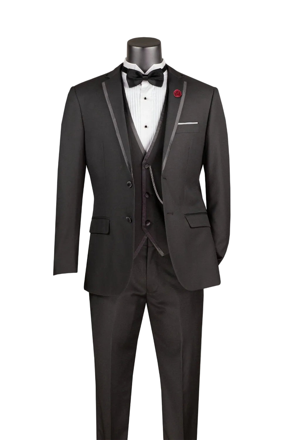 Leonardo Collection - Slim Fit Tuxedo 2 Buttons 3 Piece Suit Black
