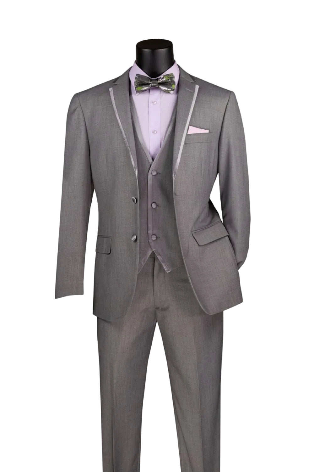 Leonardo Collection - Slim Fit Tuxedo 2 Button 3 Piece Suit Light Gray