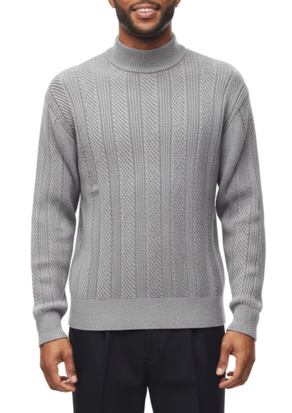 Men's Gray Knit Crew Neck Sweater