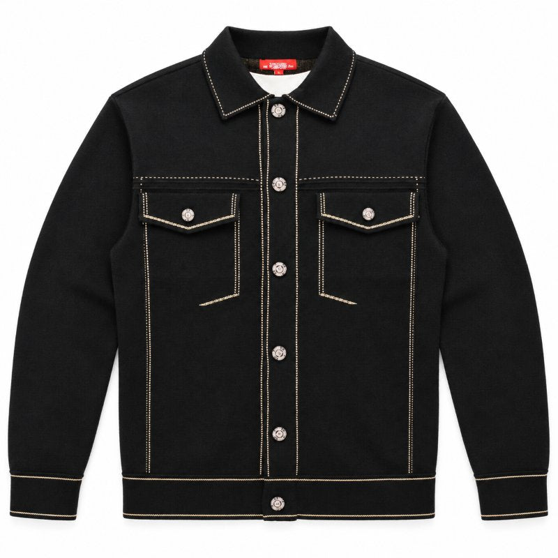Stacy Adams - Black Knit Buttoned Jacket