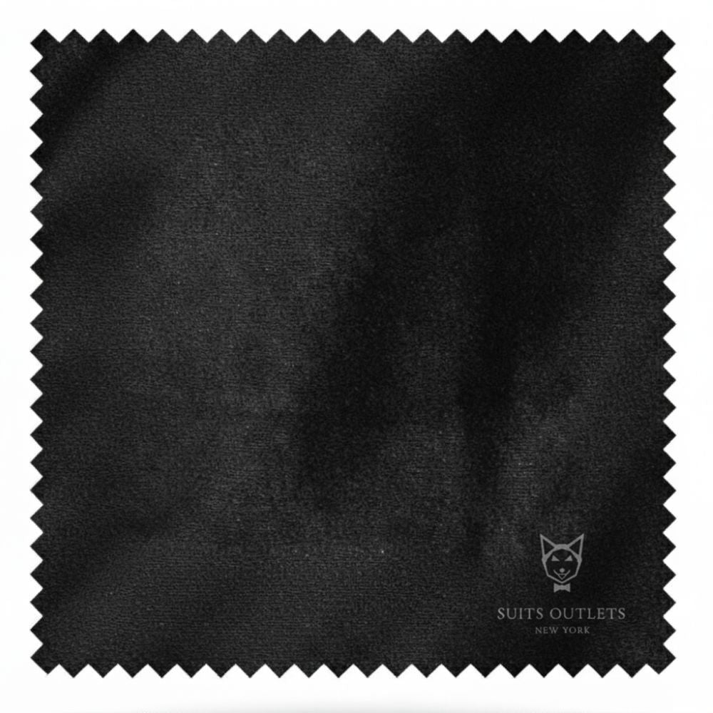 Close-up of the solid black velvet fabric from the Velvet Regular Fit Fashion Jacket.