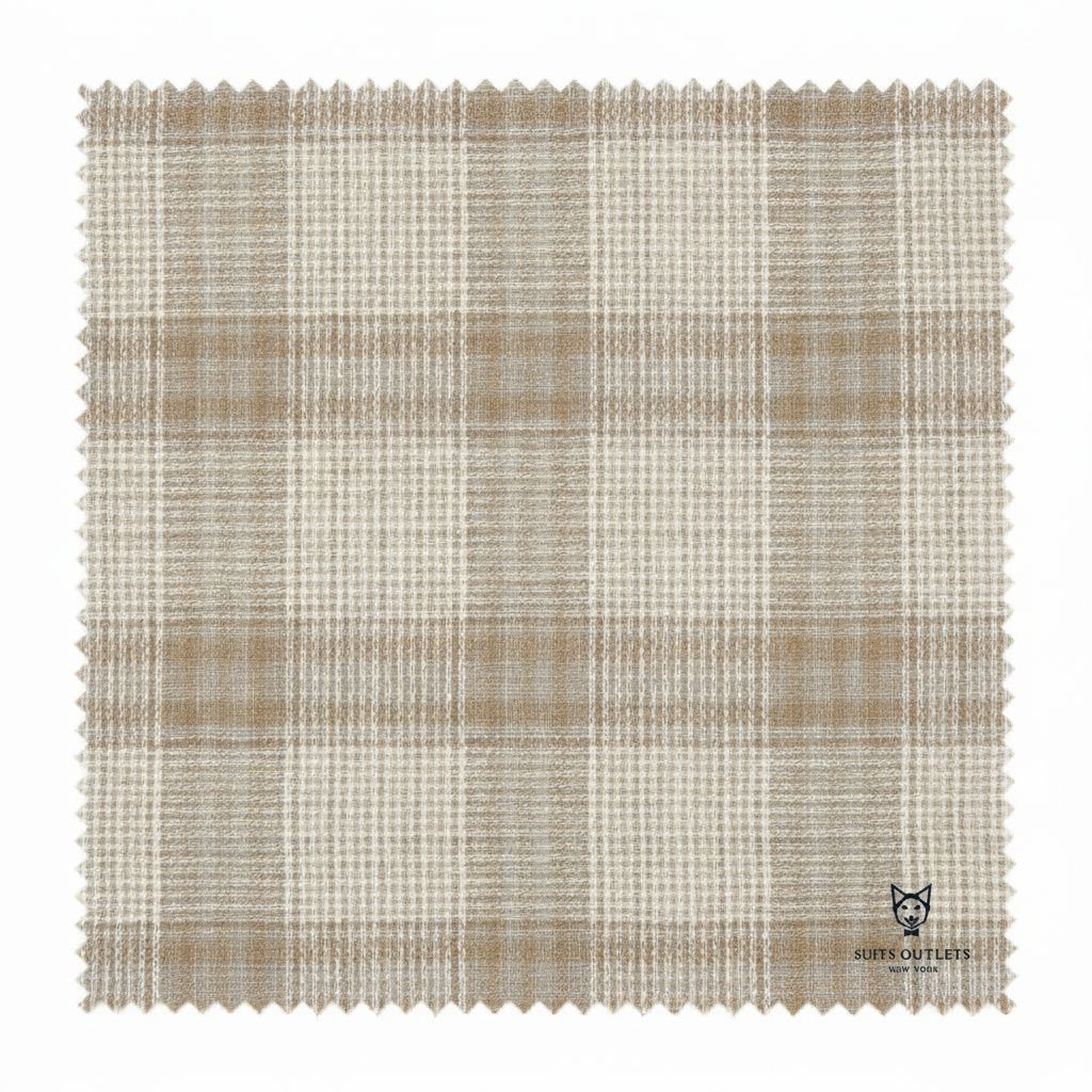 Textured woven placemat with a plaid pattern on a white background