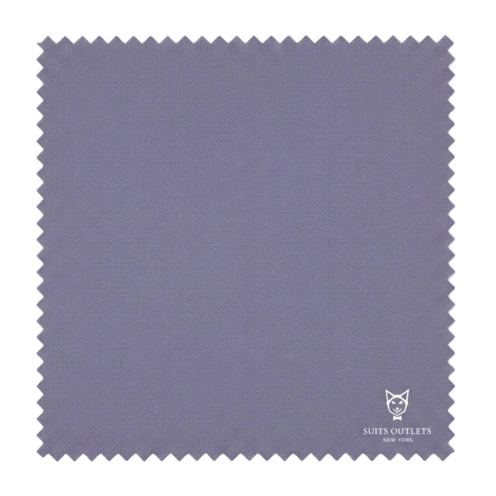 Close-up of Dusty Purple sharkskin fabric with solid weave for Regular Fit Double Breasted 2 Piece Suit.