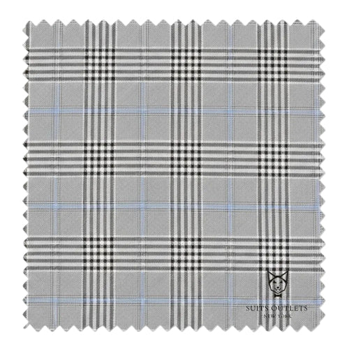 Alexander Collection Gray Double Breasted Regular Fit 2 Piece Suit jacket, with Tone on Tone Windowpane pattern.