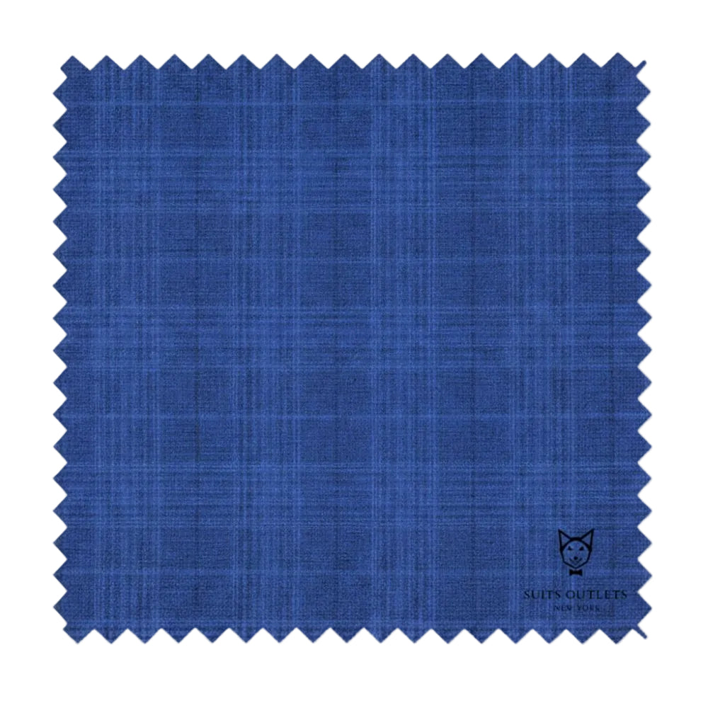 Alexander Collection - Men's Regular Fit Blue Double Breasted 2 Piece Suit with Adjustable Waistband Pants