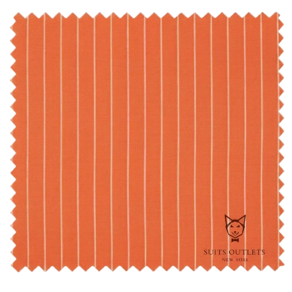 Vinci Rockefeller Collection Double Breasted Orange pinstripe Regular Fit 2 Piece suit with adjustable waistband pants.