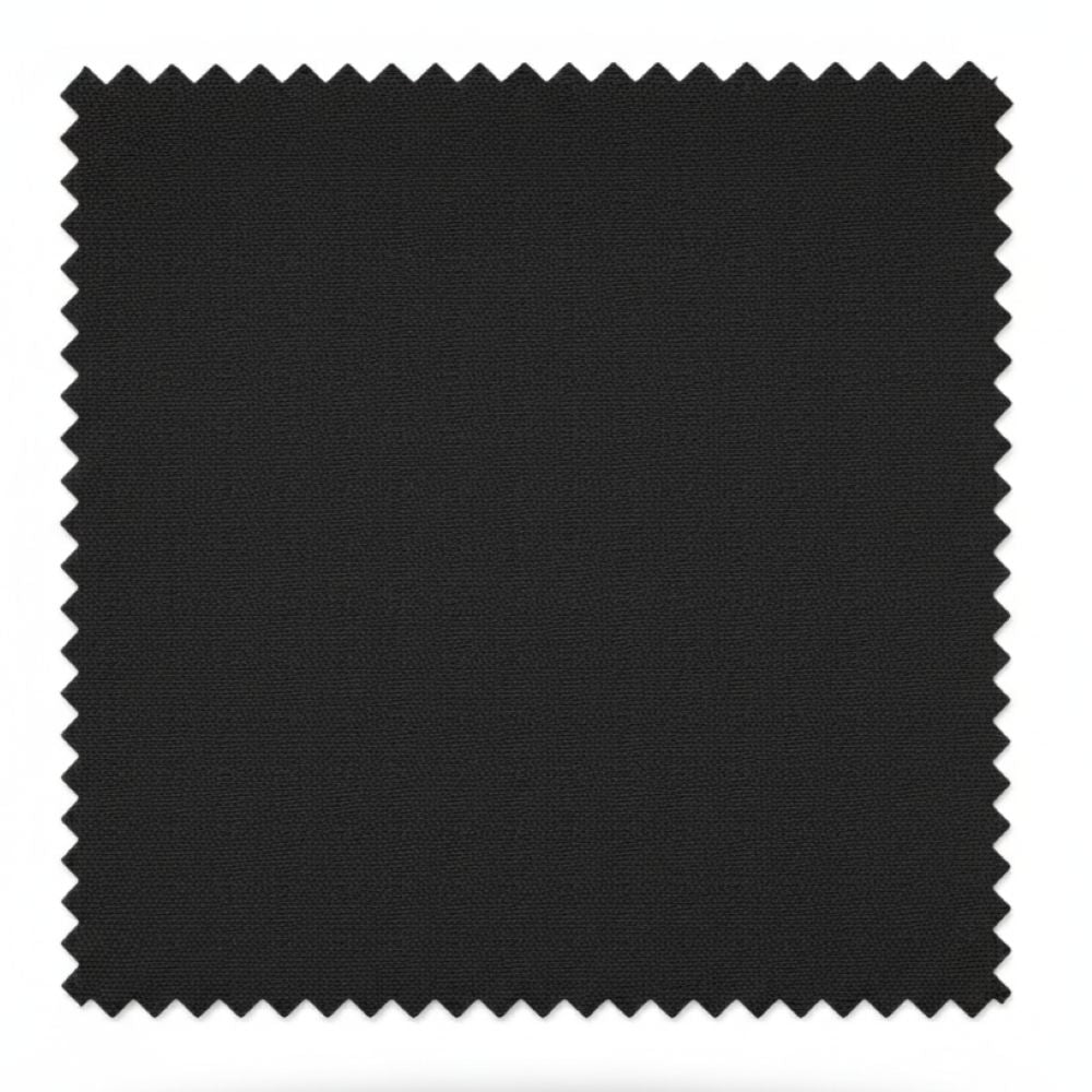 Black fabric swatch on a white background