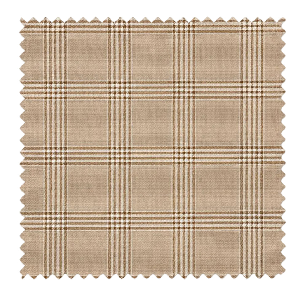 Fabric swatch with a plaid pattern on a white background