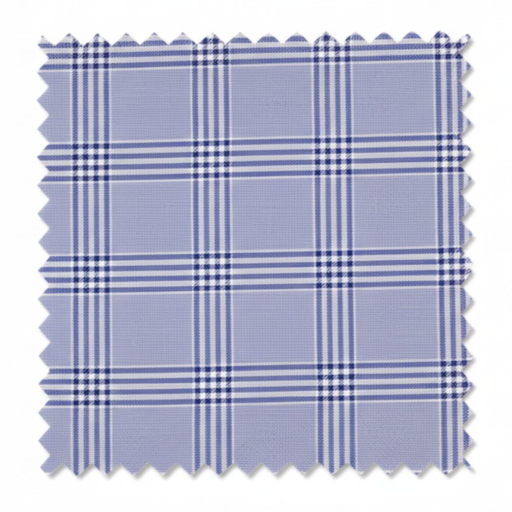 Fabric swatch with blue and white check pattern