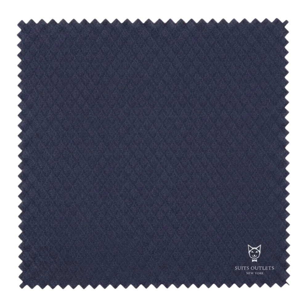 Solid navy Modern Fit 2 Piece Double Breasted Tuxedo with adjustable waistband and oversized bow tie.