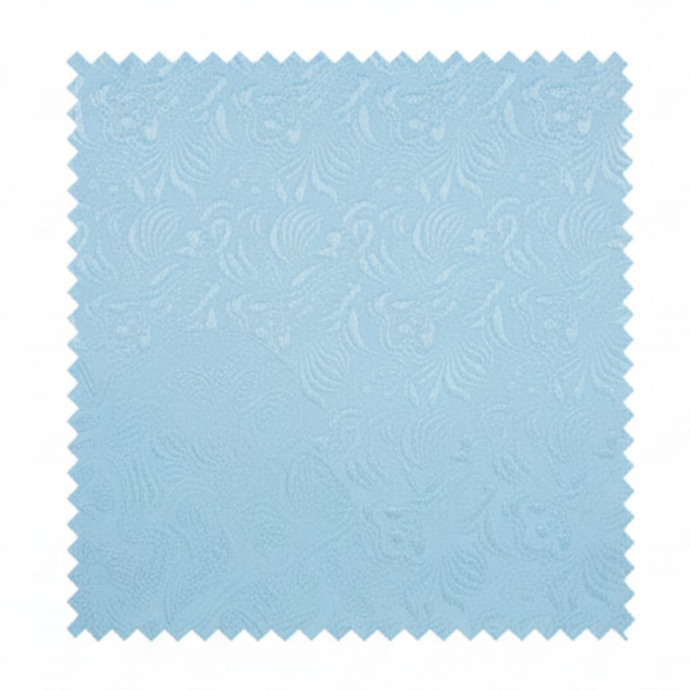 Light blue fabric swatch with a subtle pattern on a white background