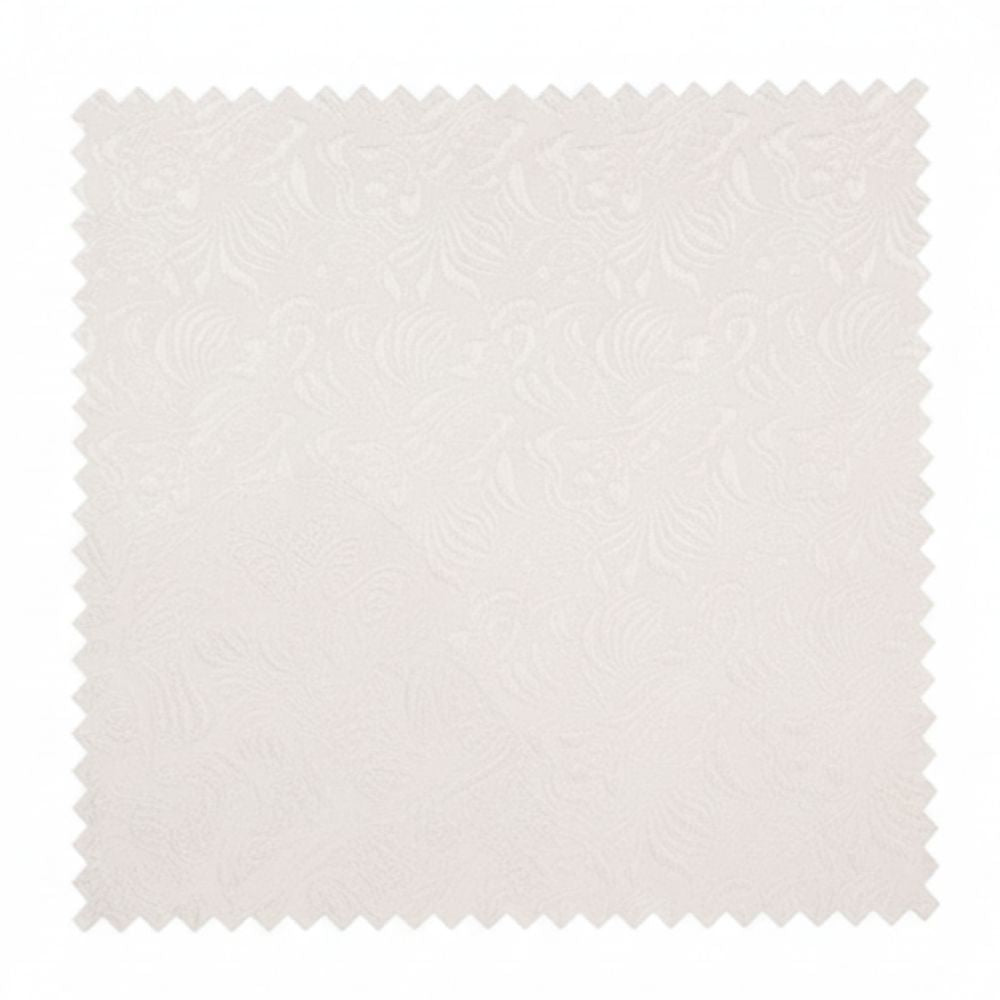 Textured white fabric swatch on a white background
