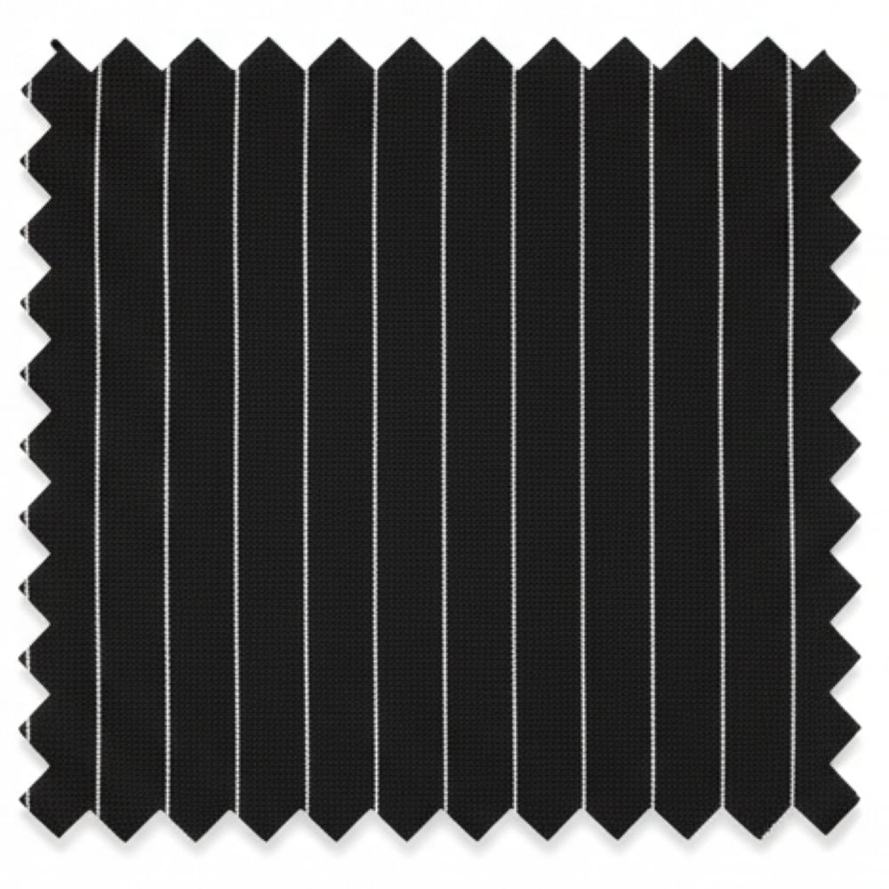 Black fabric swatch with vertical stripes on a white background