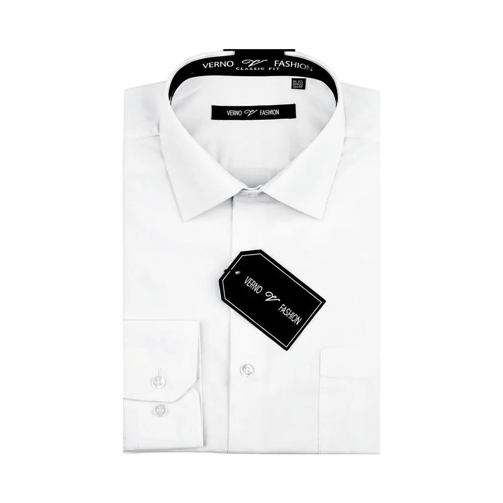 Cotton Blend Dress Shirt Regular Fit In White