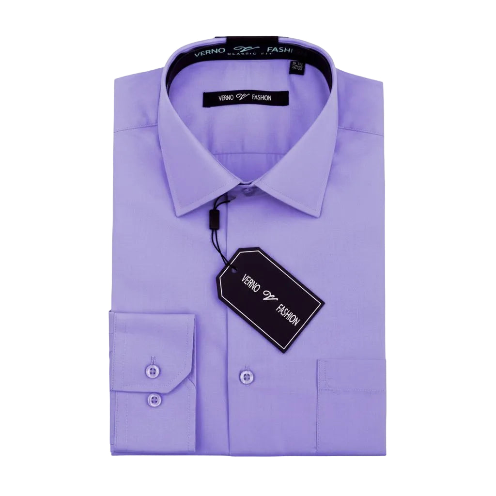 Cotton Blend Dress Shirt Regular Fit In Lavender