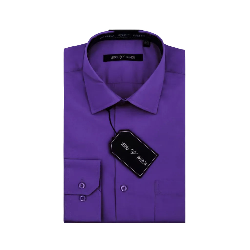 Cotton Blend Dress Shirt Regular Fit In Lilac