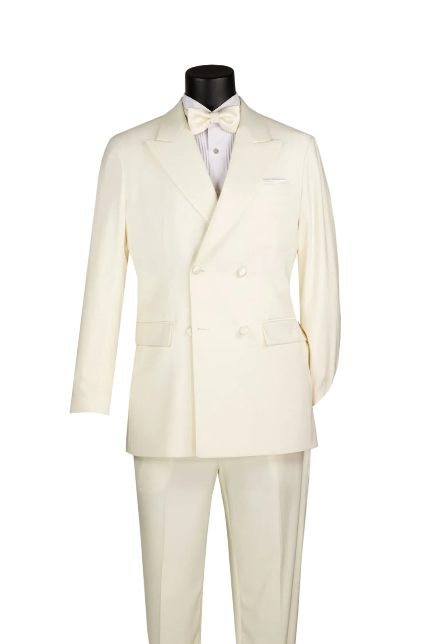 Ivory 2 Piece Modern Fit Double Breasted Satin Lapel Tuxedo