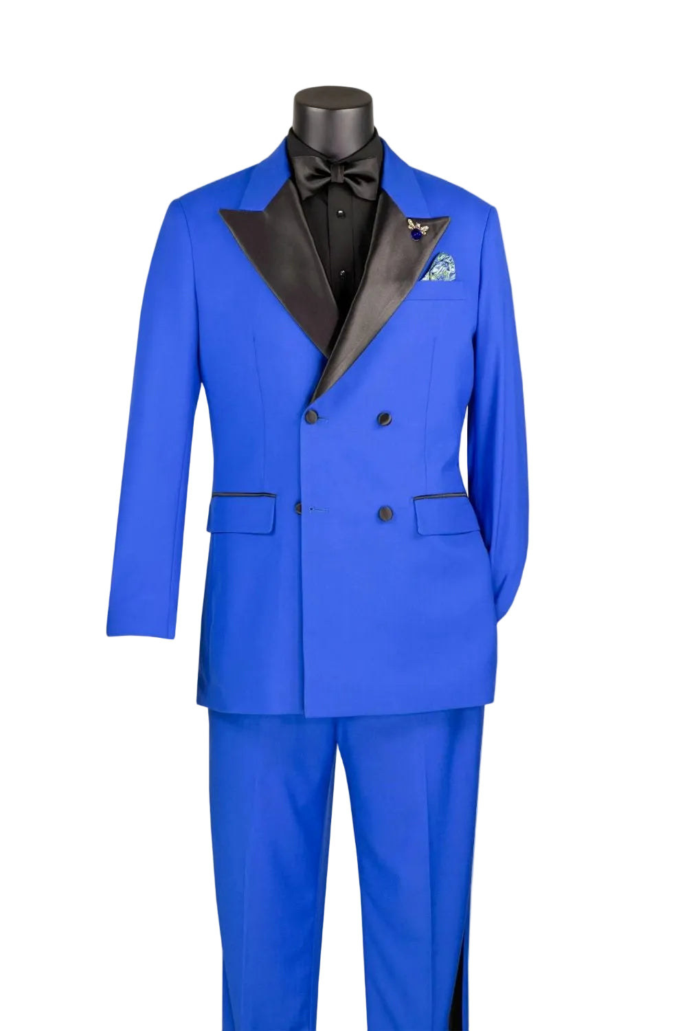 Royal Blue 2 Piece Modern Fit Double Breasted Satin Lapel Tuxedo