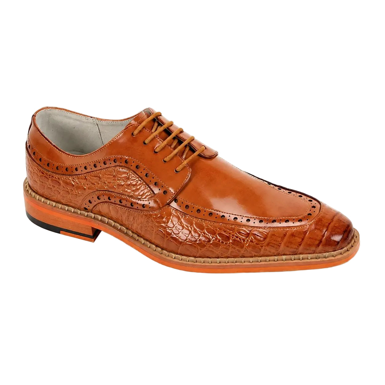 Terence Collection - Tan Croco Print Moc Toe Dress Shoes