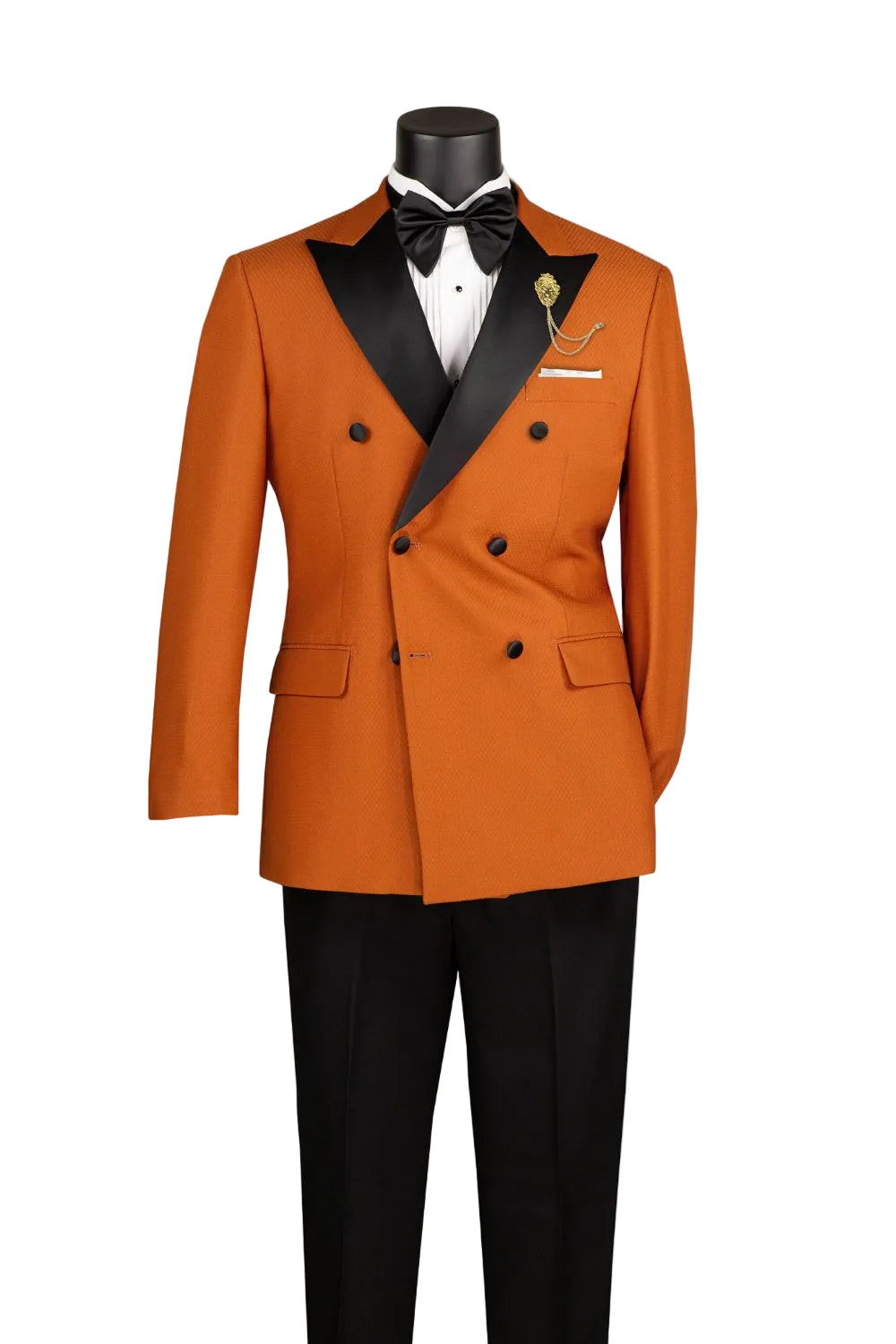 Textured Modern Fit Rust 2 Piece Double Breasted Tuxedo