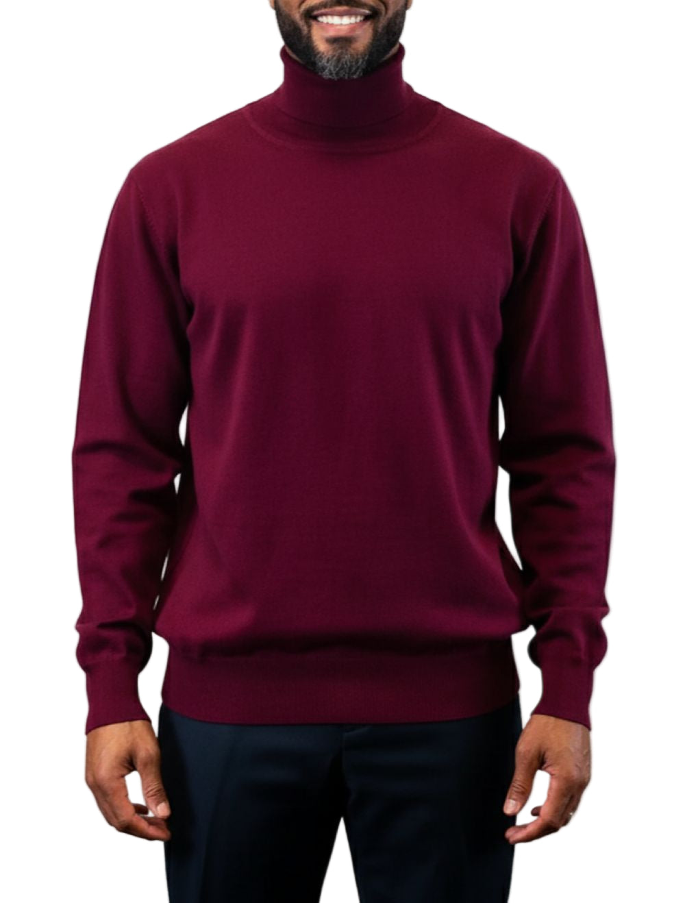 Men's Fashion Turtleneck Sweater in Burgundy
