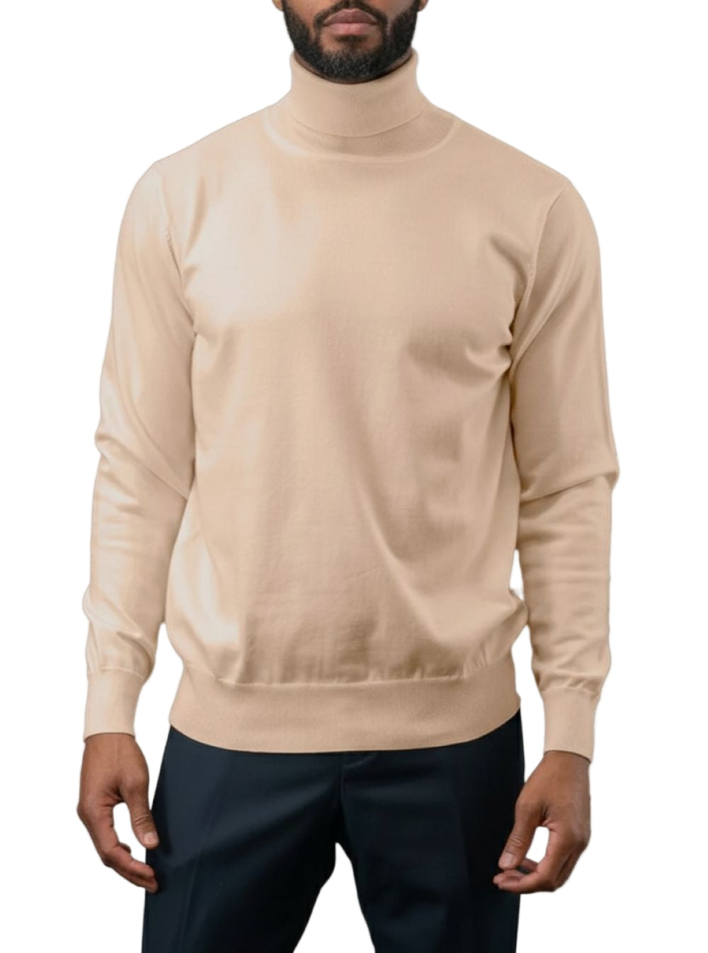 Men's Fashion Turtleneck Sweater in Taupe