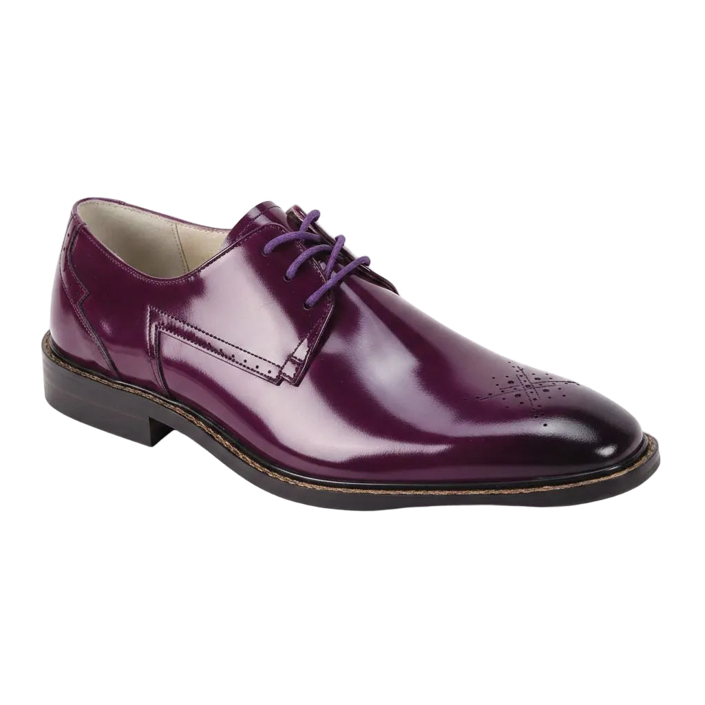 Toby Collection - Purple Medallion Toe Lace-Up Dress Shoes