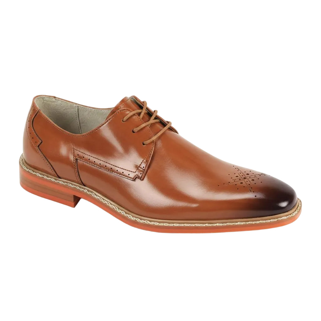 Toby Collection - Tan Medallion Toe Lace-Up Dress Shoes