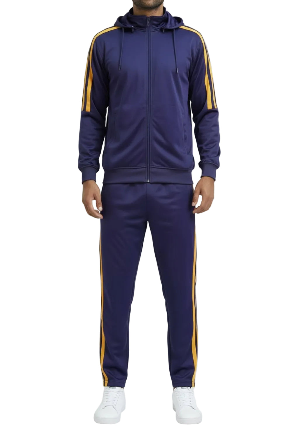 Men's Track Suit with Detachable Hood in Purple