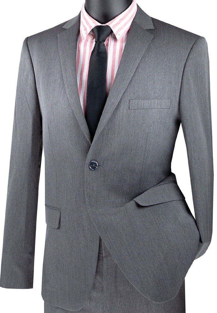 Sophisticated men's classic regular fit charcoal suit. Premium stretch fabric, an affordable deal for professionals.