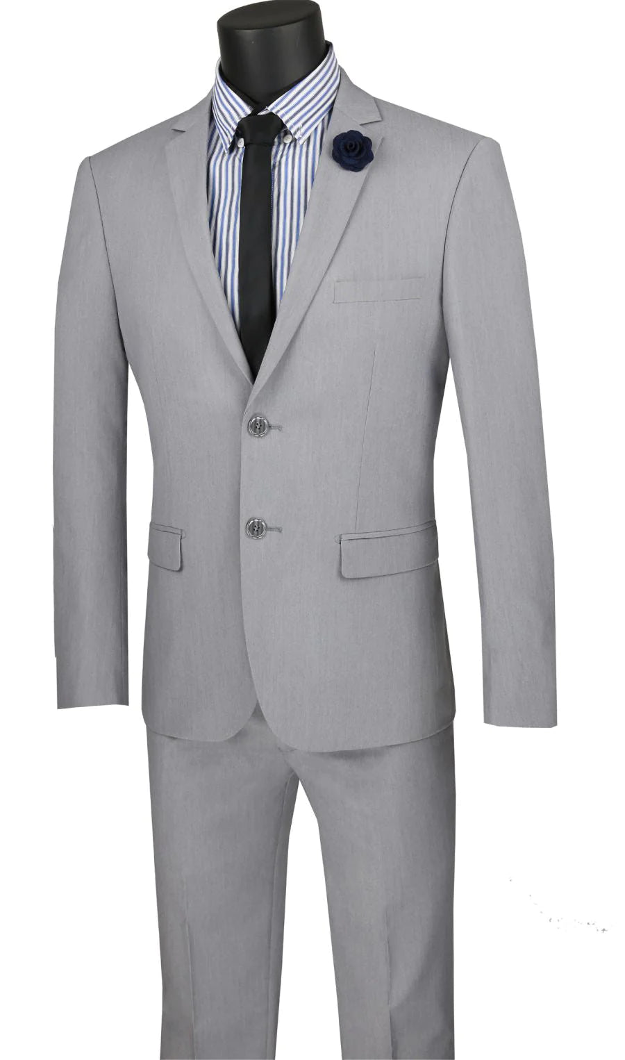 Vinci Solid Gray 2-Pc Suit. Classic, sophisticated style for mature professionals. Affordable deal, ideal for a regular fi...