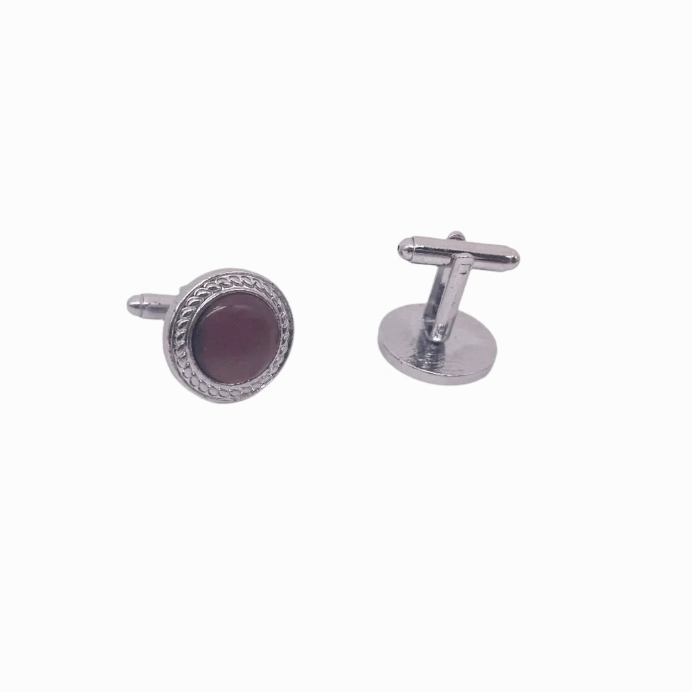 Round Dark Purple Cuff Links
