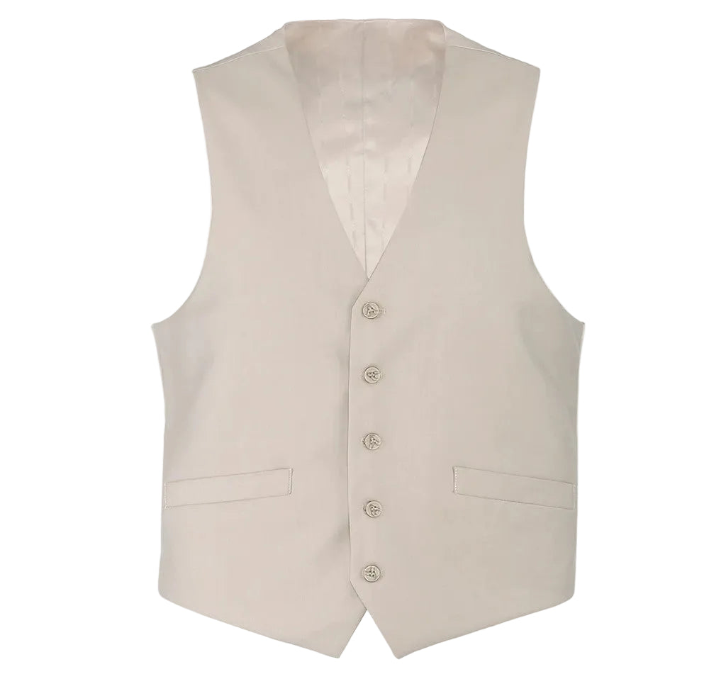 Men's Vanderbilt Collection- Classic Dress Vest 5 Buttons Regular Fit In Beige 56 Regular / Beige Men's Vanderbilt Collection- Classic Dress Vest 5 Buttons Regular Fit In Beige 56 Regular / Beige
